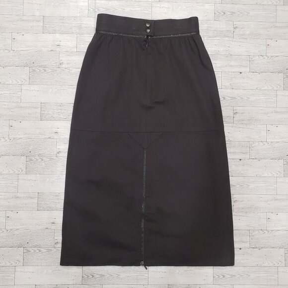VTG Laurèl by Escada Military Moto Midi Skirt Zipper Split Brown Size 36 US 2/4 - Picture 6 of 12